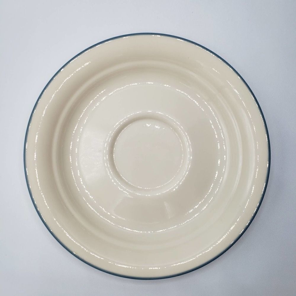 Corelle Vintage Cream White and Sunflower Blue Rim Saucer Plate